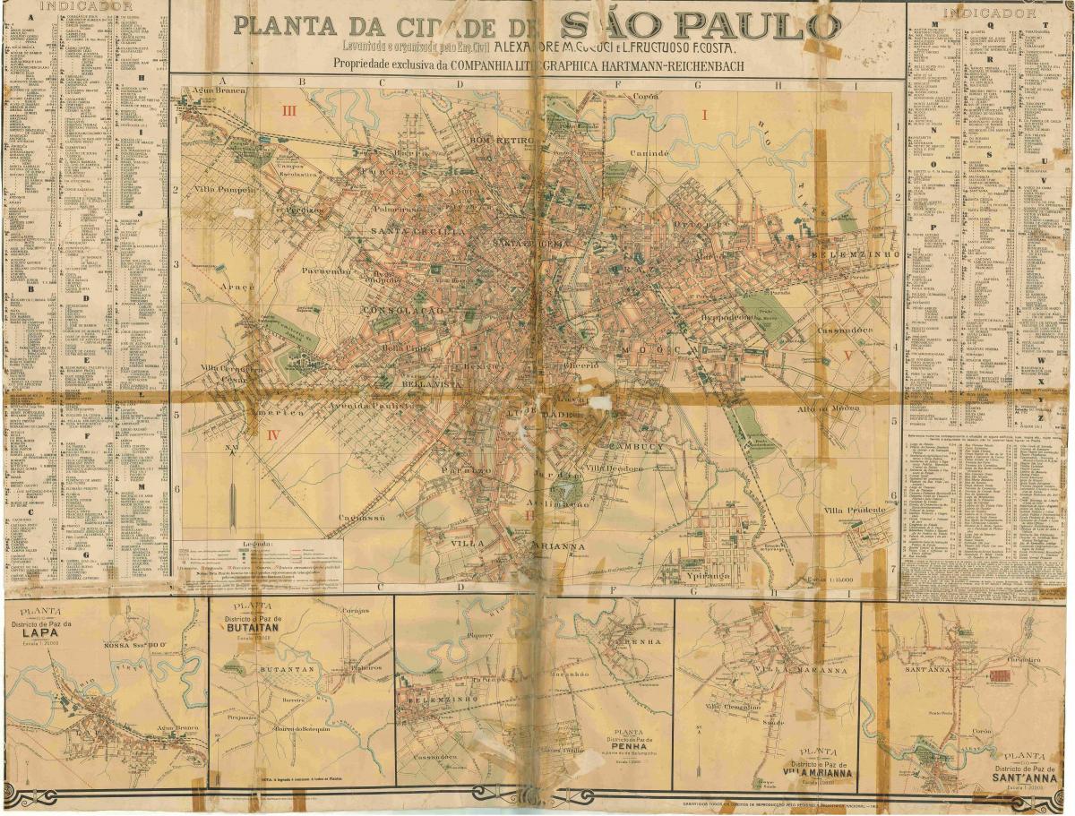 Kort af fyrrverandi Sao Paulo - 1913