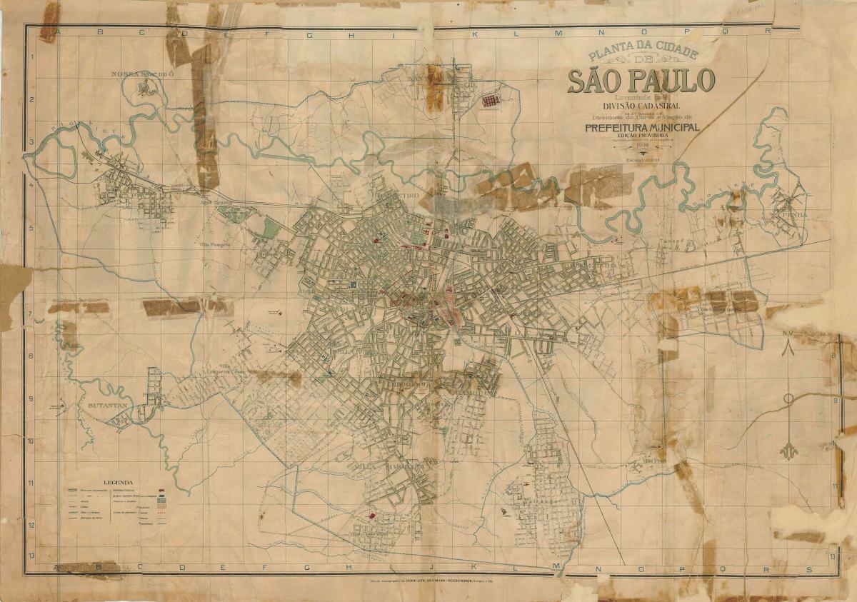 Kort af fyrrverandi Sao Paulo - 1916