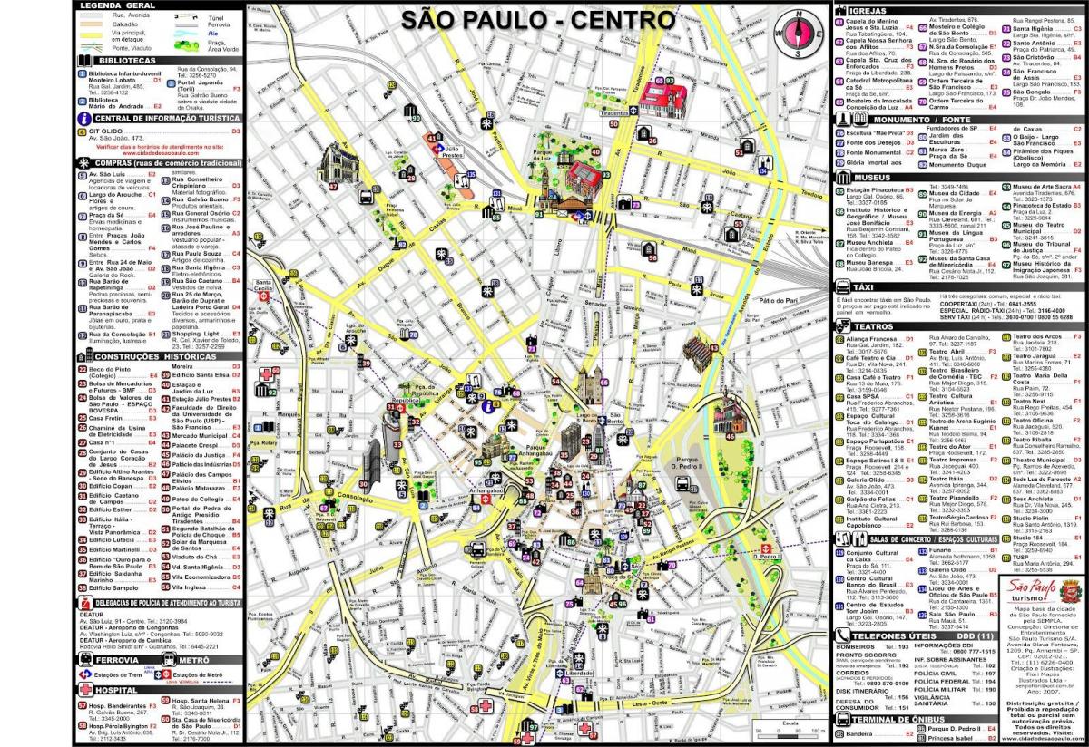Kort af miðbær Sao Paulo
