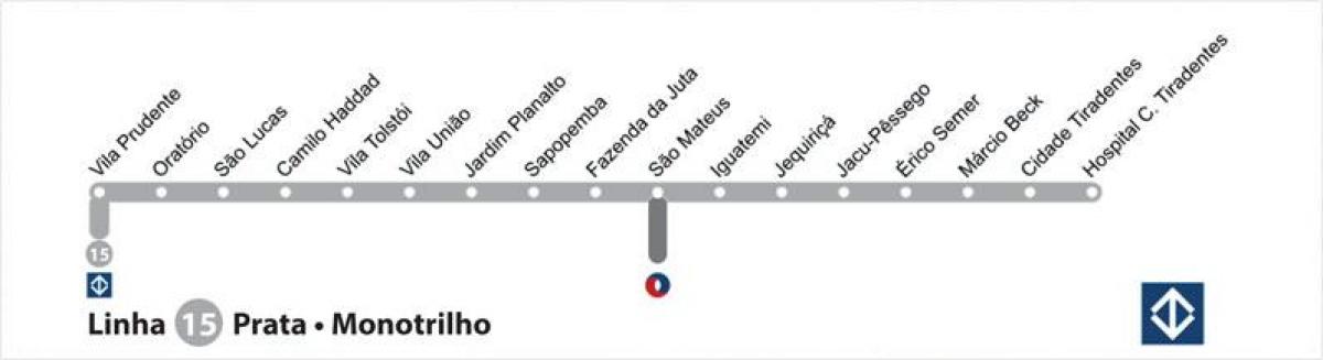 Kort af Sao Paulo metro - Línu 15 - Silfur