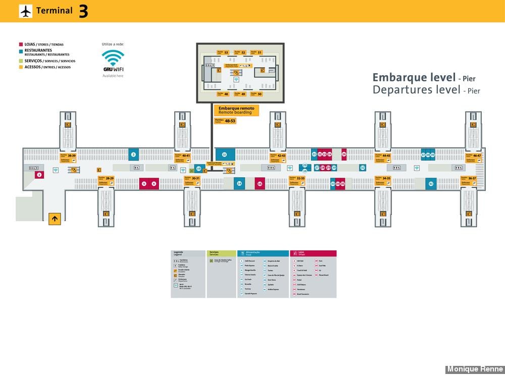 Kort af alþjóðlegur flugvöllur Sao Paulo - Terminal 3