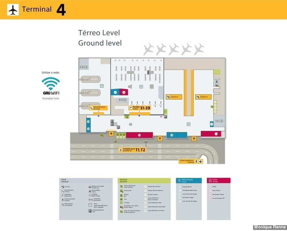 Kort af alþjóðlegur flugvöllur Sao Paulo - Terminal 4