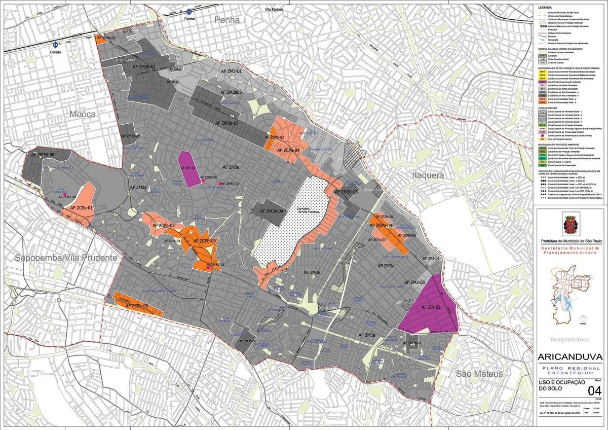 Kort af Aricanduva-Santa Pilar Sao Paulo - Atvinna jarðveginn