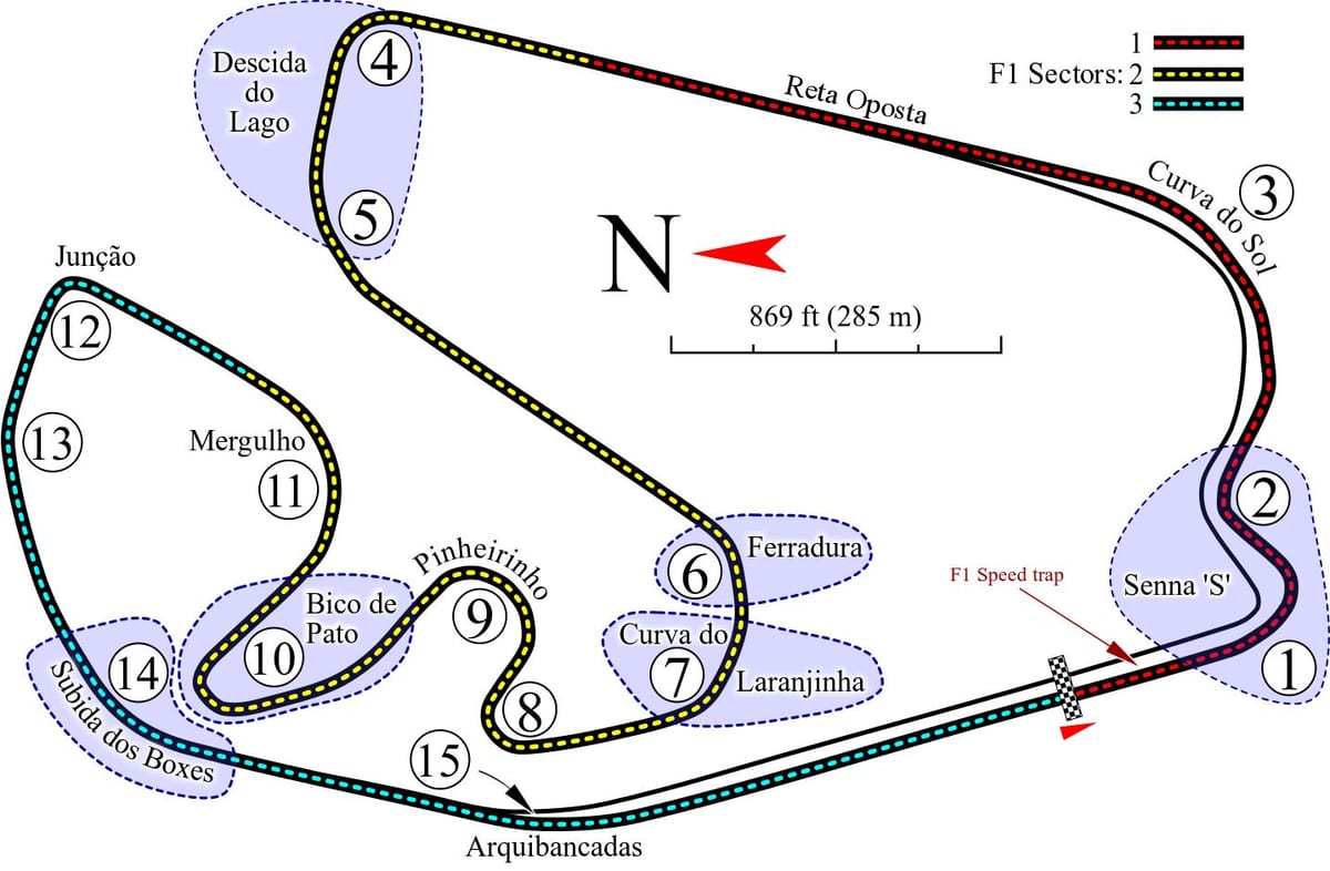 Kort af Autódromo José Carlos Hraða Sao Paulo