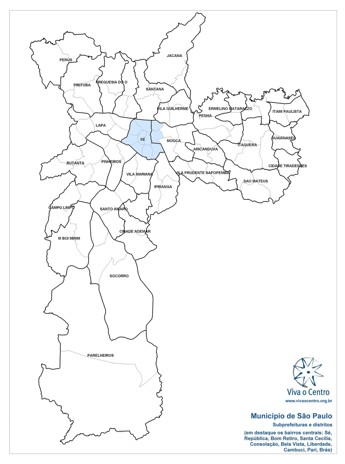 Kort af Central svæði Sao Paulo