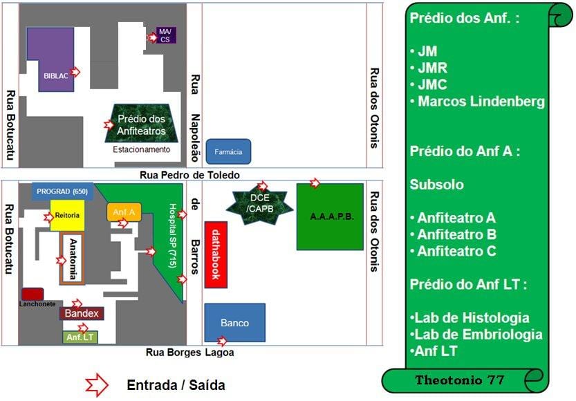 Kort af sambands háskólanum í Sao Paulo - UNIFESP