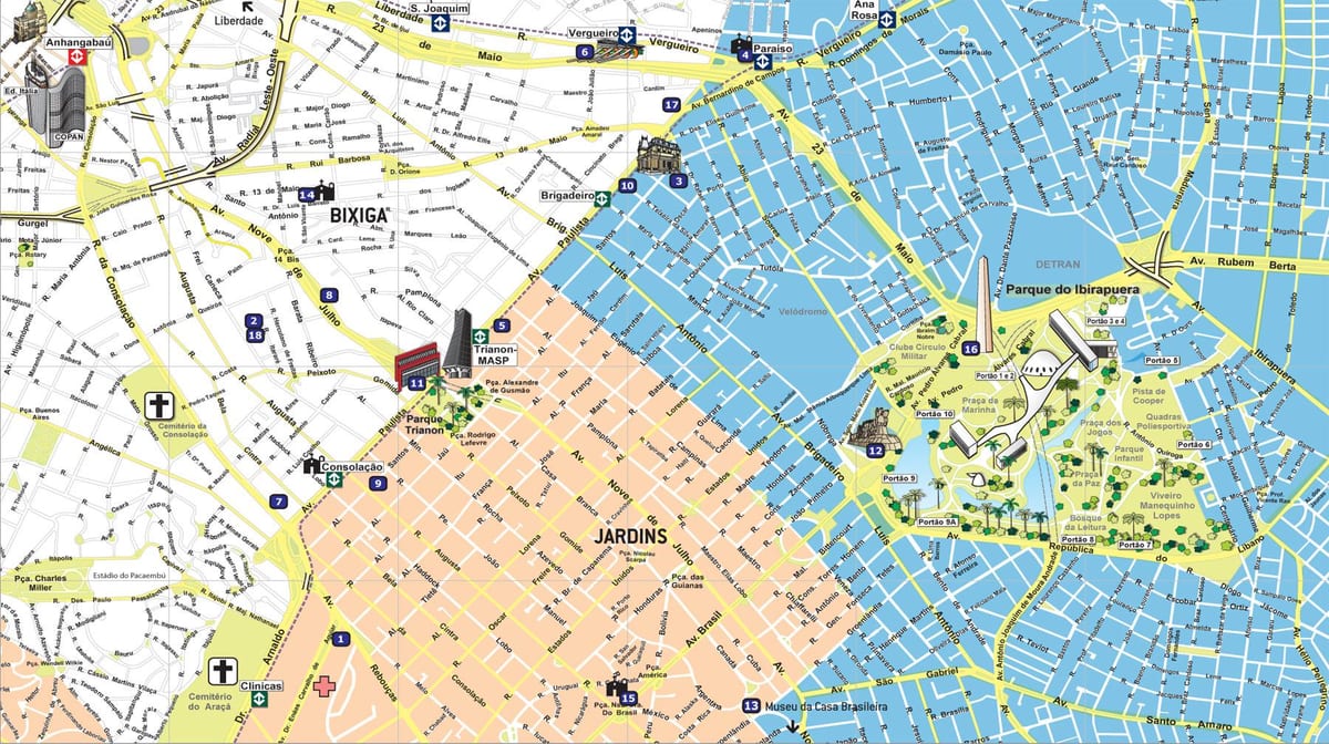 Kort af ferðaþjónusta Sao Paulo