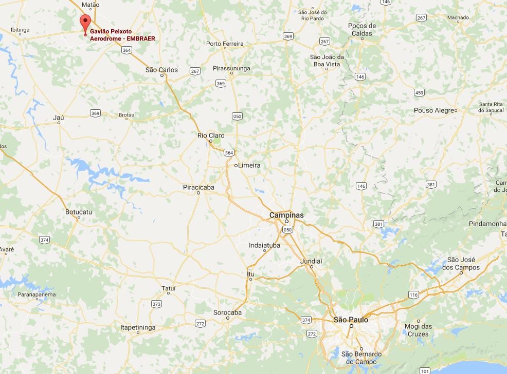 Kort af flugvallar Gavião Peixoto