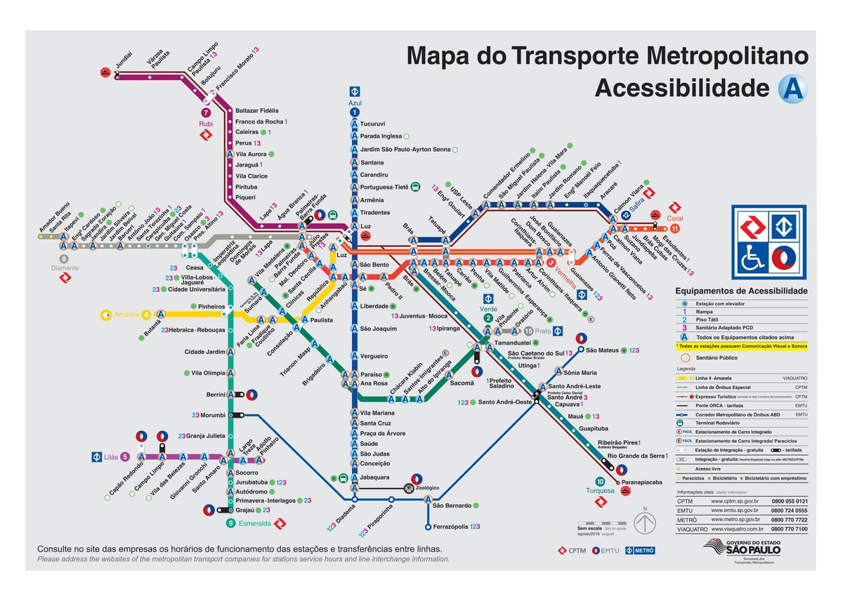 Kort af flutninga Sao Paulo - fatlaða