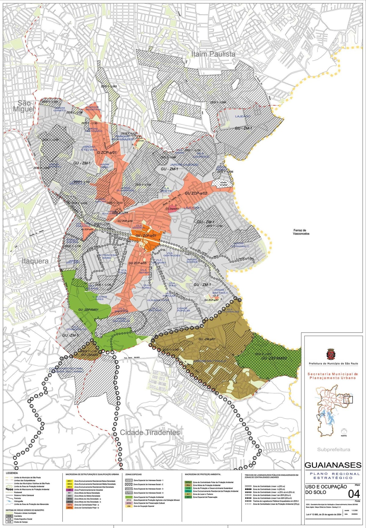 Kort af Guaianases Sao Paulo - Atvinna jarðveginn