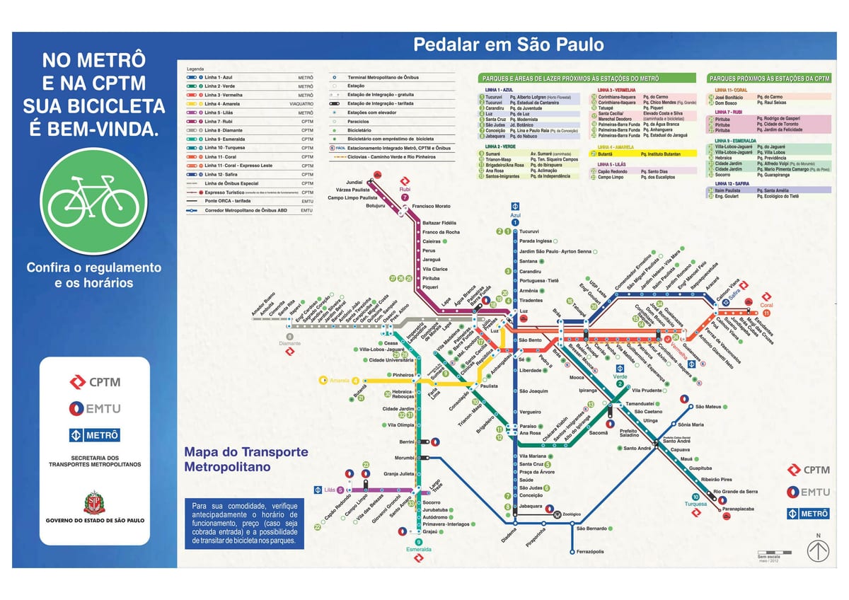 Kort af hjólreiðum fylgja Sao Paulo