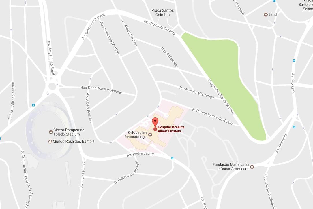 Kort af Israelita Albert Einstein sjúkrahús