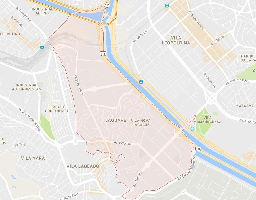 Kort af Jaguaré Sao Paulo