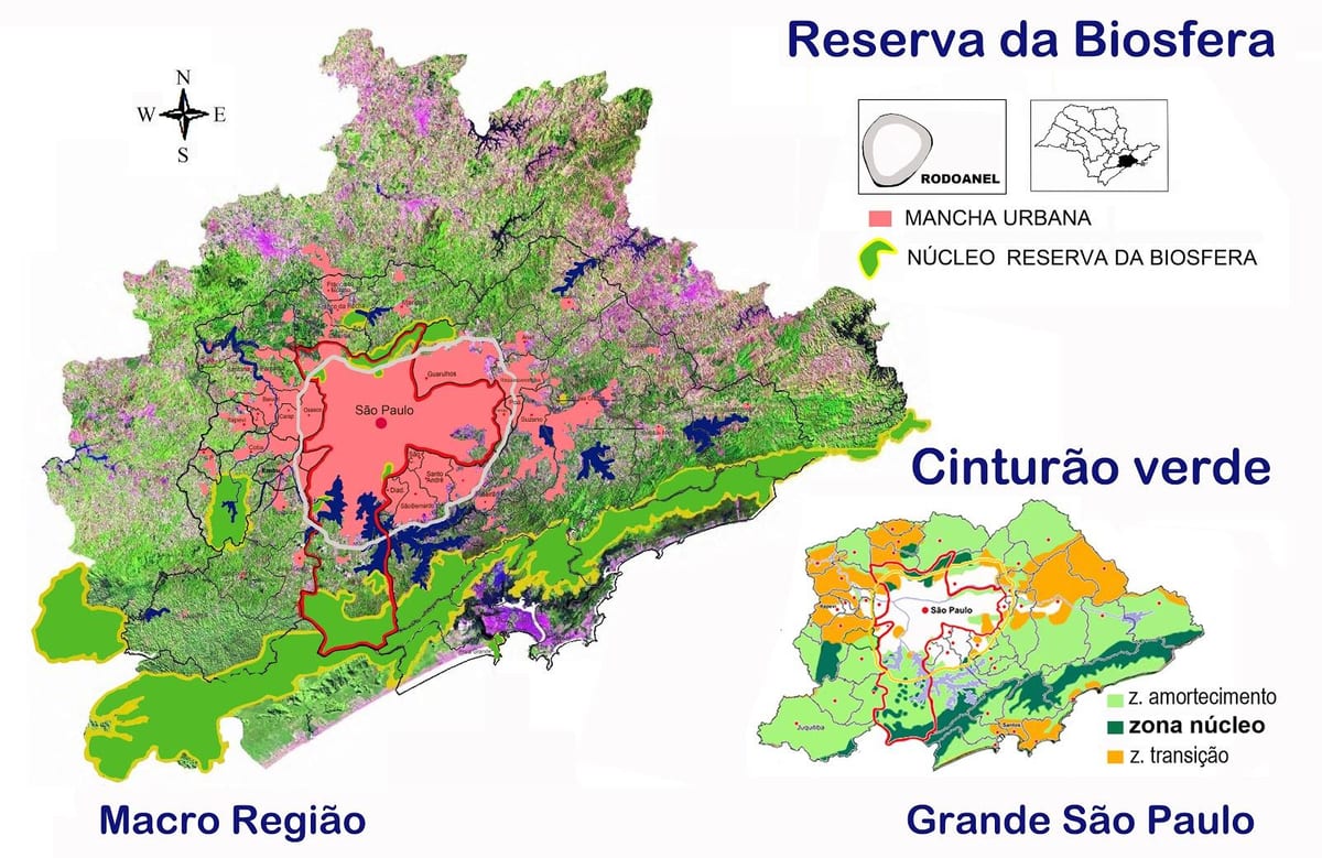 Kort af lífríki panta af grænt belti í Sao Paulo
