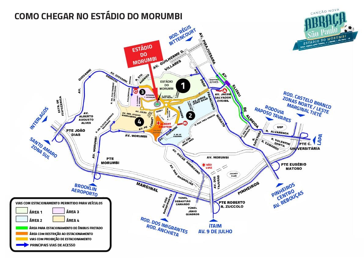 Kort af Morumbi völlinn