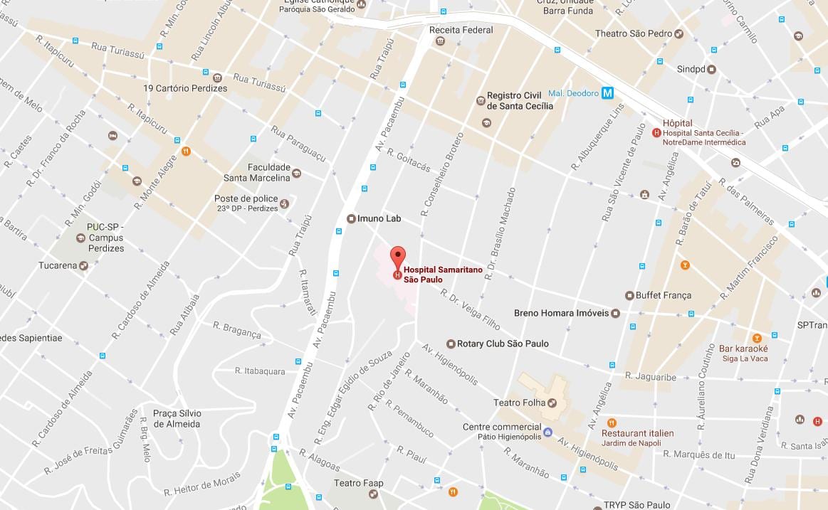 Kort af Samaritano Sao Paulo sjúkrahús