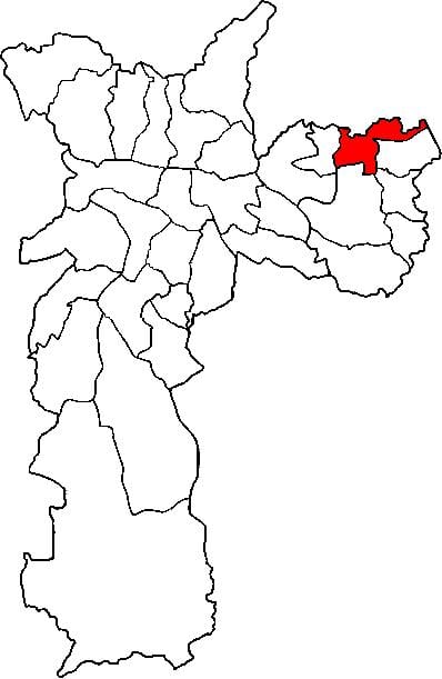 Kort af Sao Miguel Paulista undir-hérað Sao Paulo