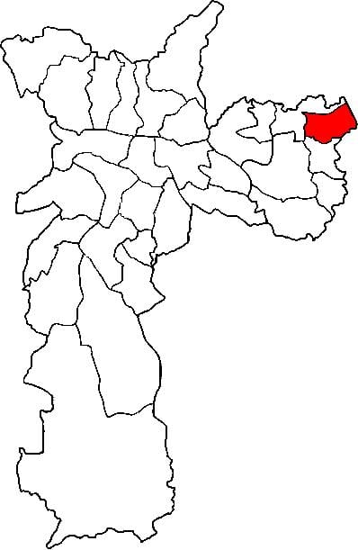 Kort af Sao Paulista - Santa Curuçá undir-hérað Sao Paulo