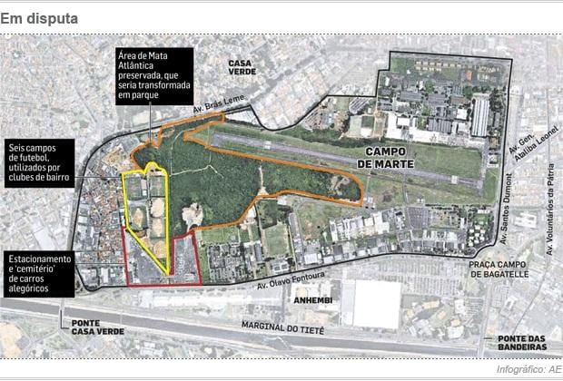 Kort af Sao Paulo Campo de Marte flugvöllur
