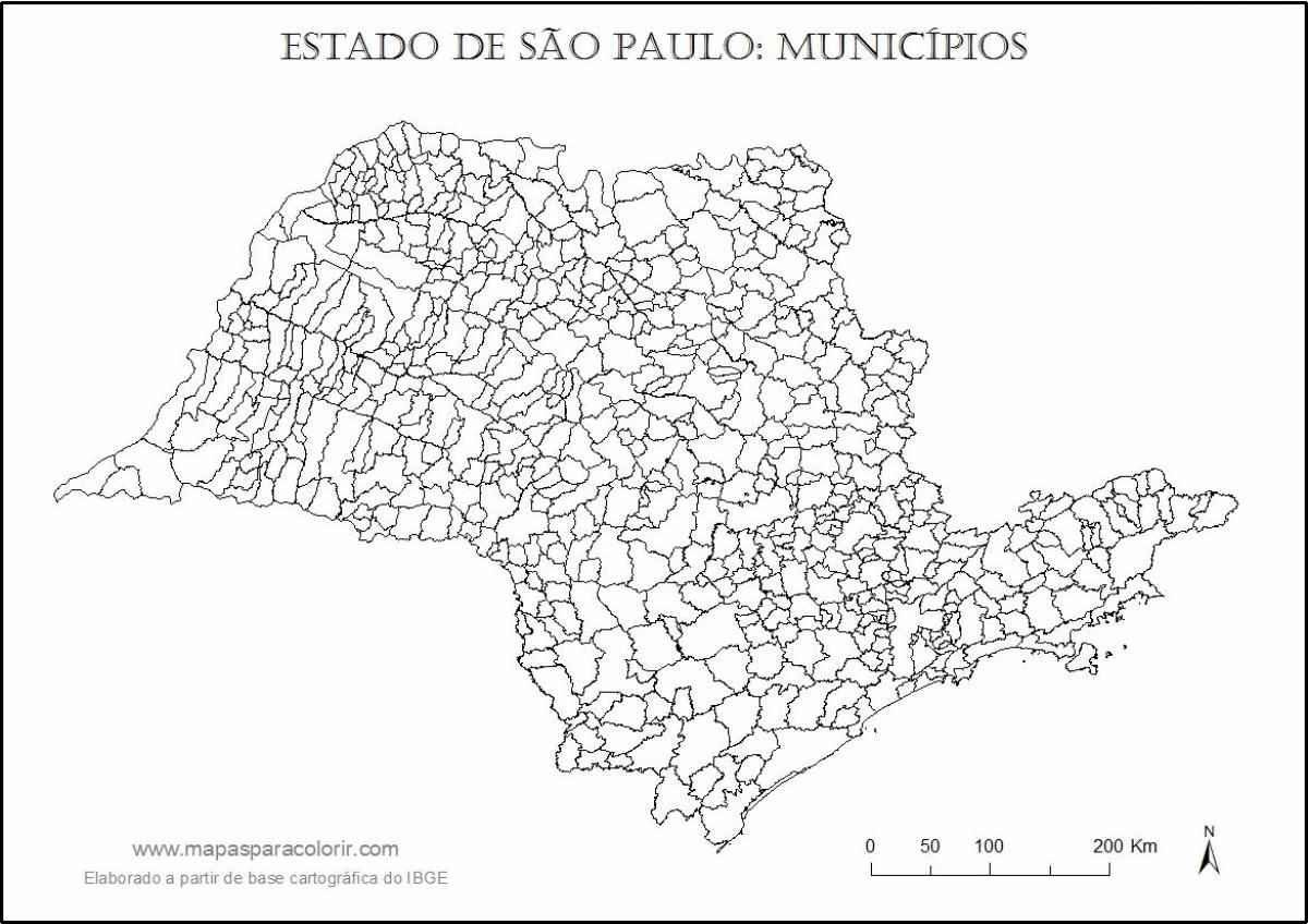 Kort af Sao Paulo mey - sveitarfélög