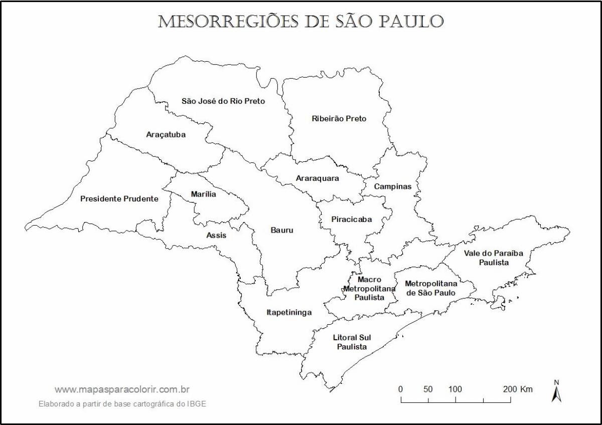 Kort af Sao Paulo mey - svæði nöfn