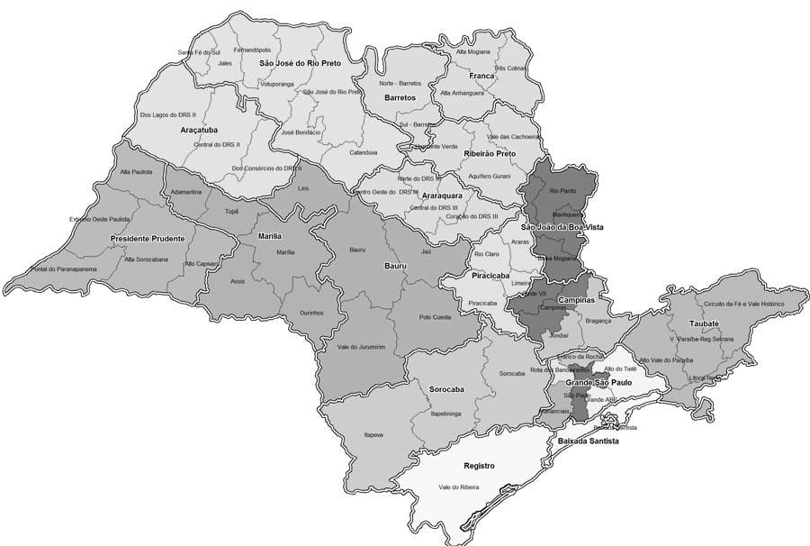Kort af Sao Paulo svart og hvítt