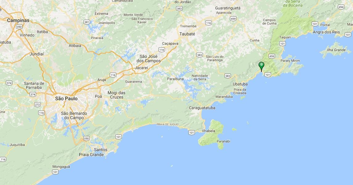 Kort af ströndinni Ubatumirim