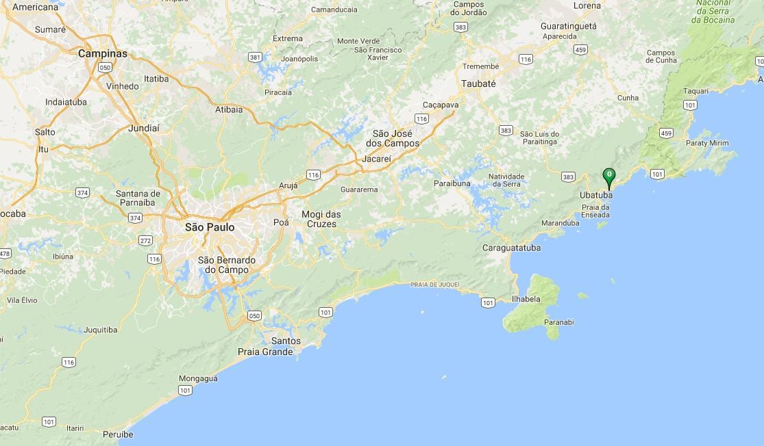 Kort af ströndinni Vermelha Akureyri