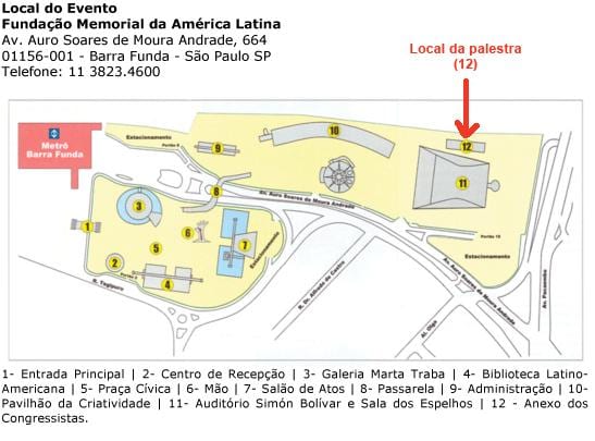 Kort af suður-Ameríku Memorial Sao Paulo