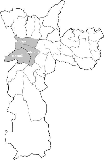 Kort af svæðinu West Sao Paulo
