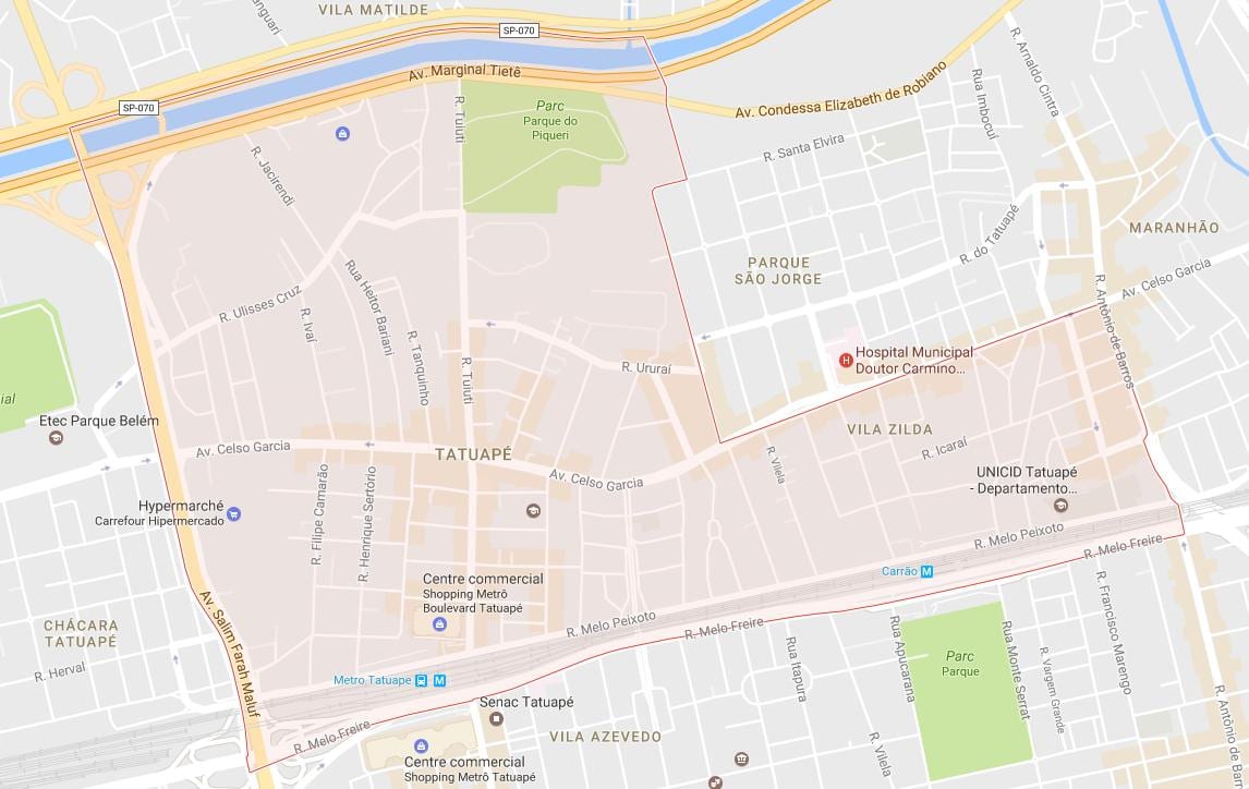 Kort af Tatuapé Sao Paulo