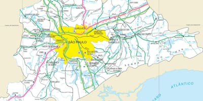 Kort af þjóðvegum útjaðri Sao Paulo