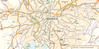 Kort af aðgang vegi Sao Paulo