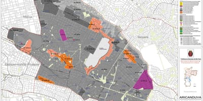 Kort af Aricanduva-Santa Pilar Sao Paulo - Atvinna jarðveginn