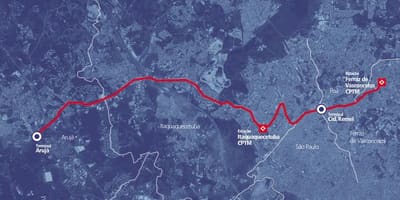 Kort af corredor BRT metropolitano Perimetral Alto Tietê
