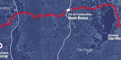 Kort af corredor BRT metropolitano Perimetral Tímor