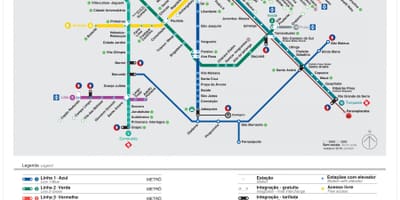 Kort af flutninga Sao Paulo - EMTU/SP - subway - CPTM