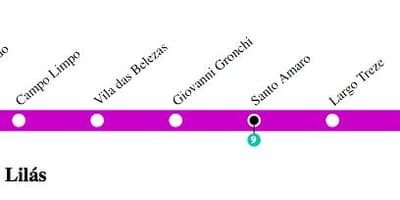 Kort af Sao Paulo metro - Línu 5 - Fjólublár