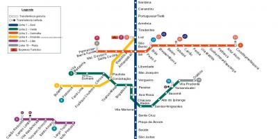Kort af Sao Paulo metro