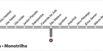 Kort af Sao Paulo monorail - Línu 15 - Silfur