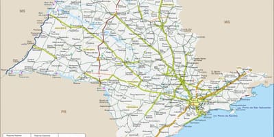 Kort af Sao Paulo Ríkisins þjóðvegum