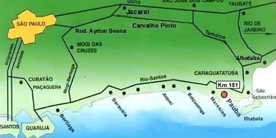 Kort af Sao Paulo ströndum