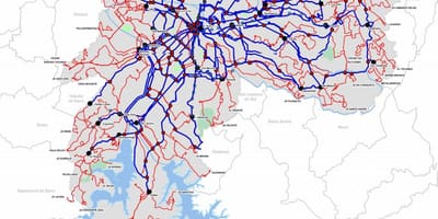 Kort af flugstöð strætó af Ríki Sao Paulo