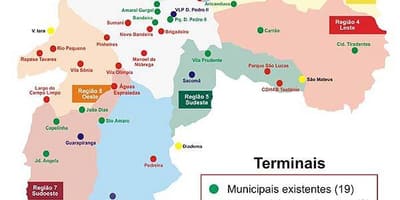 Kort af flugstöð strætó Sao Paulo